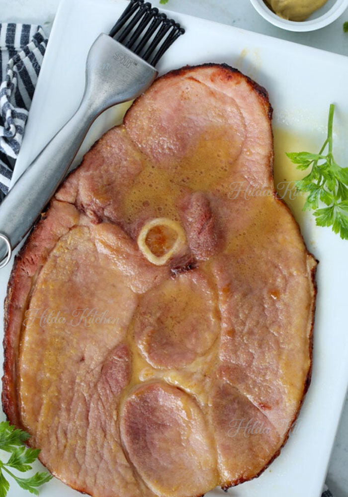 Air Fryer Ham Steak with Brown Sugar Glaze